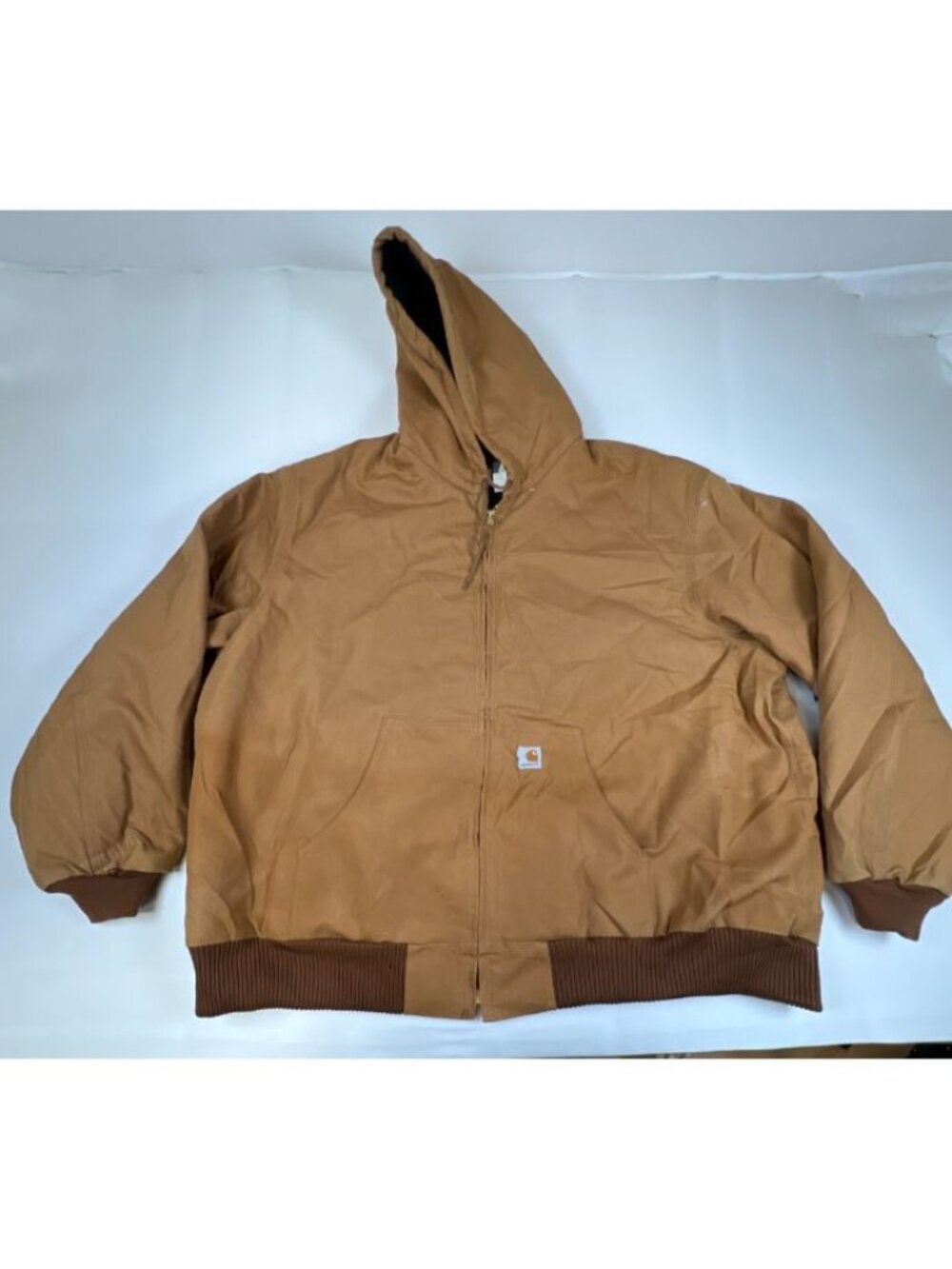 Carhartt Mens 4XL Tall J140 BRN Quilted Flannel Duck Jacket Hooded Bomber Brown